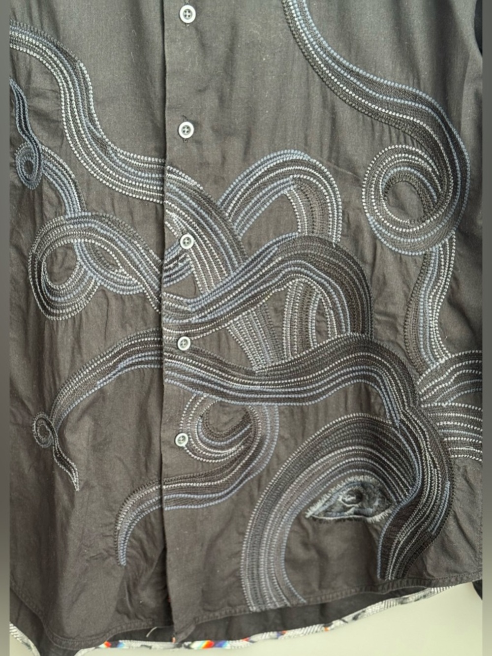 Robert Graham Embroidered 💯 Cotton Black Long-Sleeve Button-Down Shirt Size M - Picture 11 of 16
